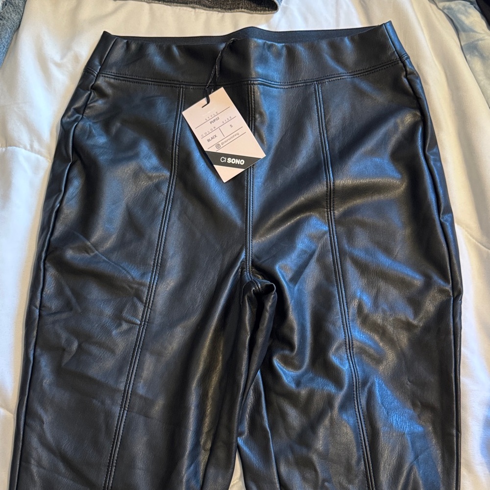Ci Sono Black Leather Pants